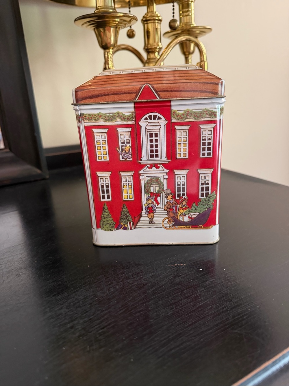 Vintage Holiday Red Decorative Tin Canister